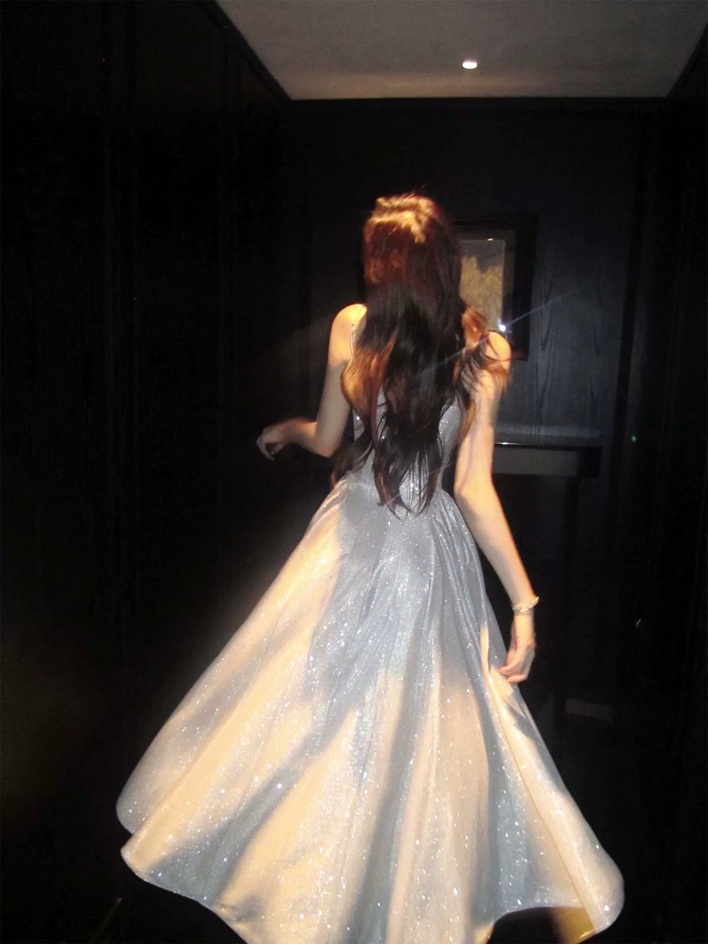 Robe de bal rose à sequins, coupe trapèze, bretelles spaghetti, style modeste, idéale pour un mariage ou un 20e anniversaire (AB2463)