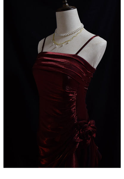 Vintage 50er Jahre High-Low Spaghetti-Träger Ballkleid Inspiration Langes Retro Abendkleid Party 20. Geburtstag Outfit AB2341