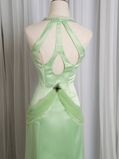 Vintage Meerjungfrauen-Abendkleid aus den 1980er Jahren mit V-Ausschnitt in Grün – Inspiration für lange Partys und den 21. Geburtstag (AB2372)