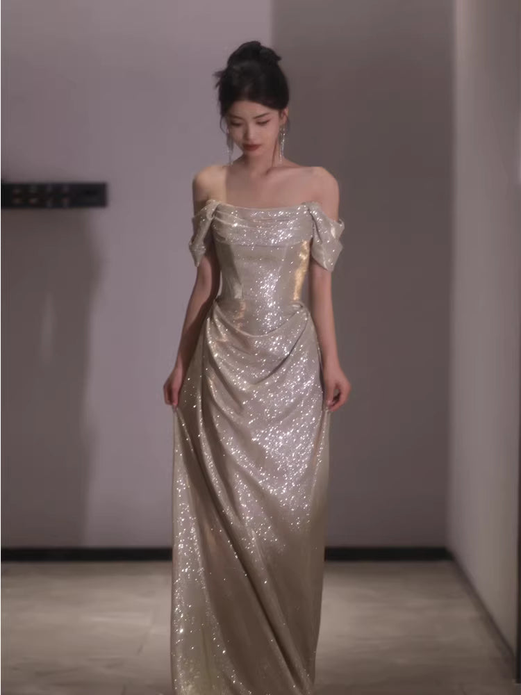 Robe de bal sirène princesse à épaules dénudées et sequins - Inspiration robes de soirée longues - Tenues pour un 20e anniversaire AB2250