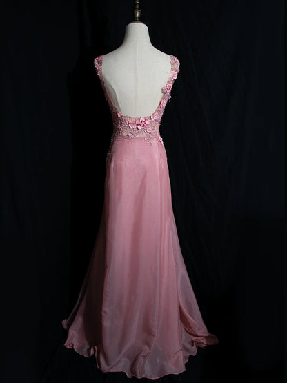 Robe de bal longue bleue en mousseline, col V, style sirène, années 90, inspiration rétro pour une soirée d'anniversaire (21 ans) AB2376