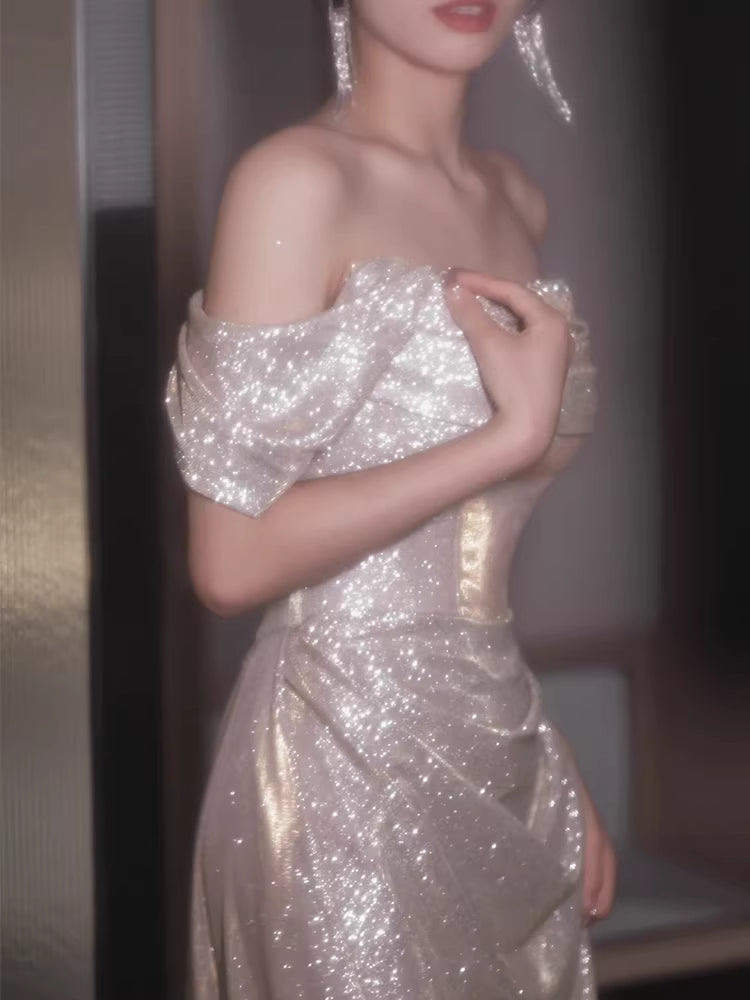 Robe de bal sirène princesse à épaules dénudées et sequins - Inspiration robes de soirée longues - Tenues pour un 20e anniversaire AB2250