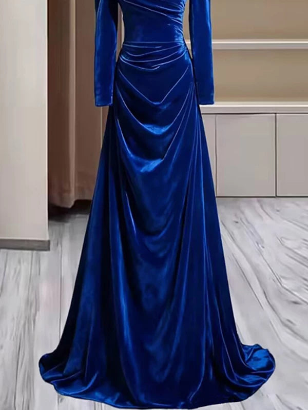 Robe de bal fourreau bleu royal à manches longues, inspiration robe de soirée, tenue pour un 20e anniversaire AB2249