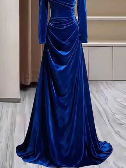 Robe de bal fourreau bleu royal à manches longues, inspiration robe de soirée, tenue pour un 20e anniversaire AB2249