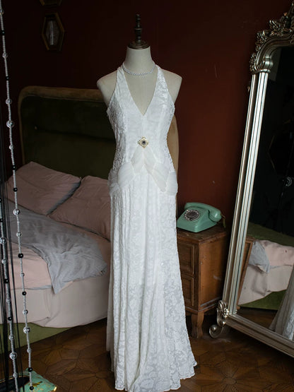 Vintage Meerjungfrauen-Abendkleid aus weißem Samt und Spitze im Stil der 50er Jahre – Inspiration für lange Partys und den 20. Geburtstag (AB2343)