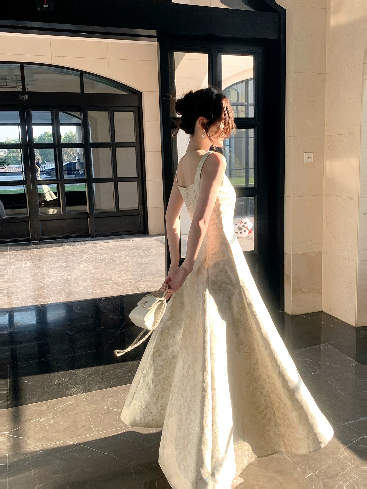Elegant A line Square Neck Floral Satin Ankle Length Satin Prom Dresses 16th Nigh Party Birthday Outfits AB2415