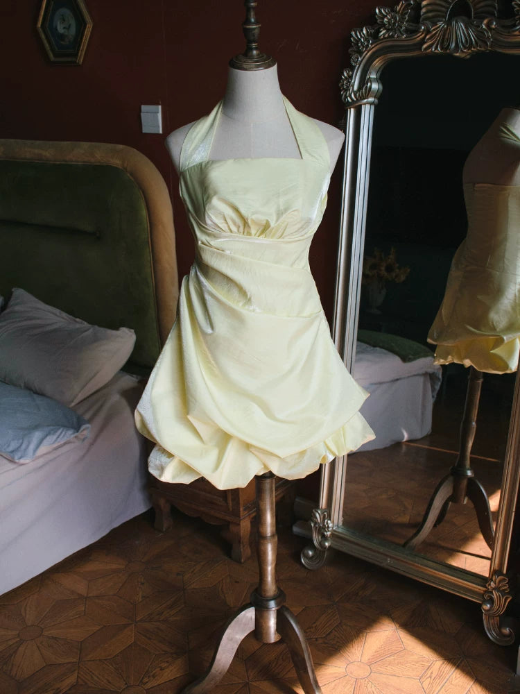 Vintage Ballkleid, kurzes, pinkes Neckholder-Cocktailkleid, Outfit für den 16. Geburtstag, Homecoming-Kleid, Abendkleid AB2371