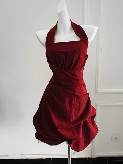 Vintage Ballkleid, kurzes, pinkes Neckholder-Cocktailkleid, Outfit für den 16. Geburtstag, Homecoming-Kleid, Abendkleid AB2371