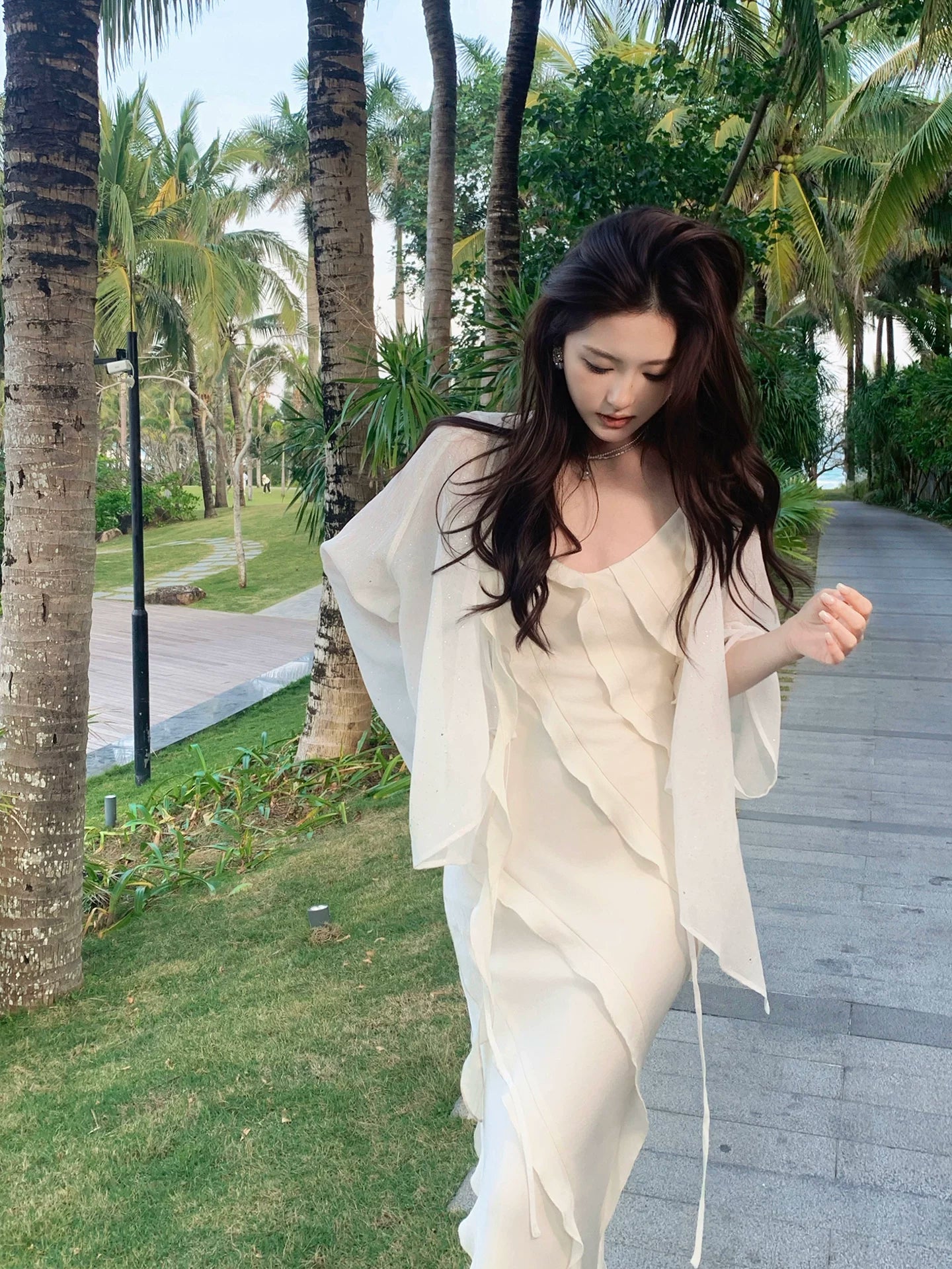 Sexy Mermaid Spaghetti Straps White Chiffon Prom Dresses Wedding Guest Dress 20th Birthday Outfits AB2477