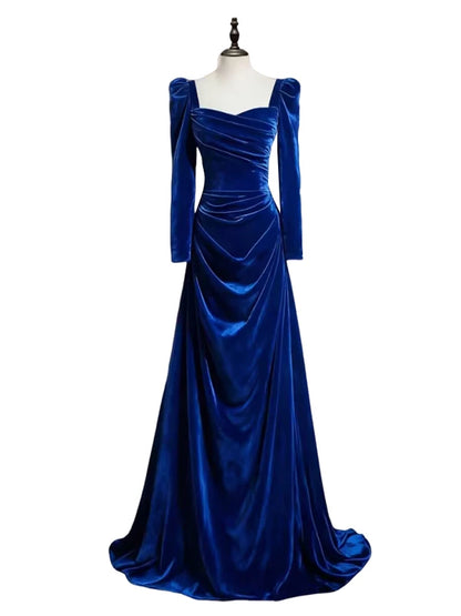 Robe de bal fourreau bleu royal à manches longues, inspiration robe de soirée, tenue pour un 20e anniversaire AB2249