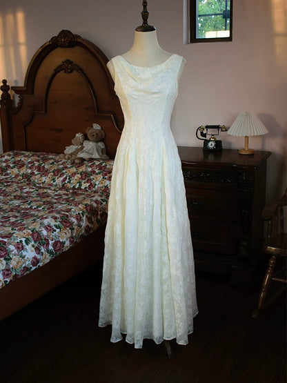 Robe de bal blanche en dentelle, coupe trapèze, col rond, inspiration robe de soirée longue, tenue pour un 18e anniversaire AB2367