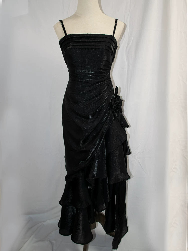 Vintage 50er Jahre High-Low Spaghetti-Träger Ballkleid Inspiration Langes Retro Abendkleid Party 20. Geburtstag Outfit AB2341
