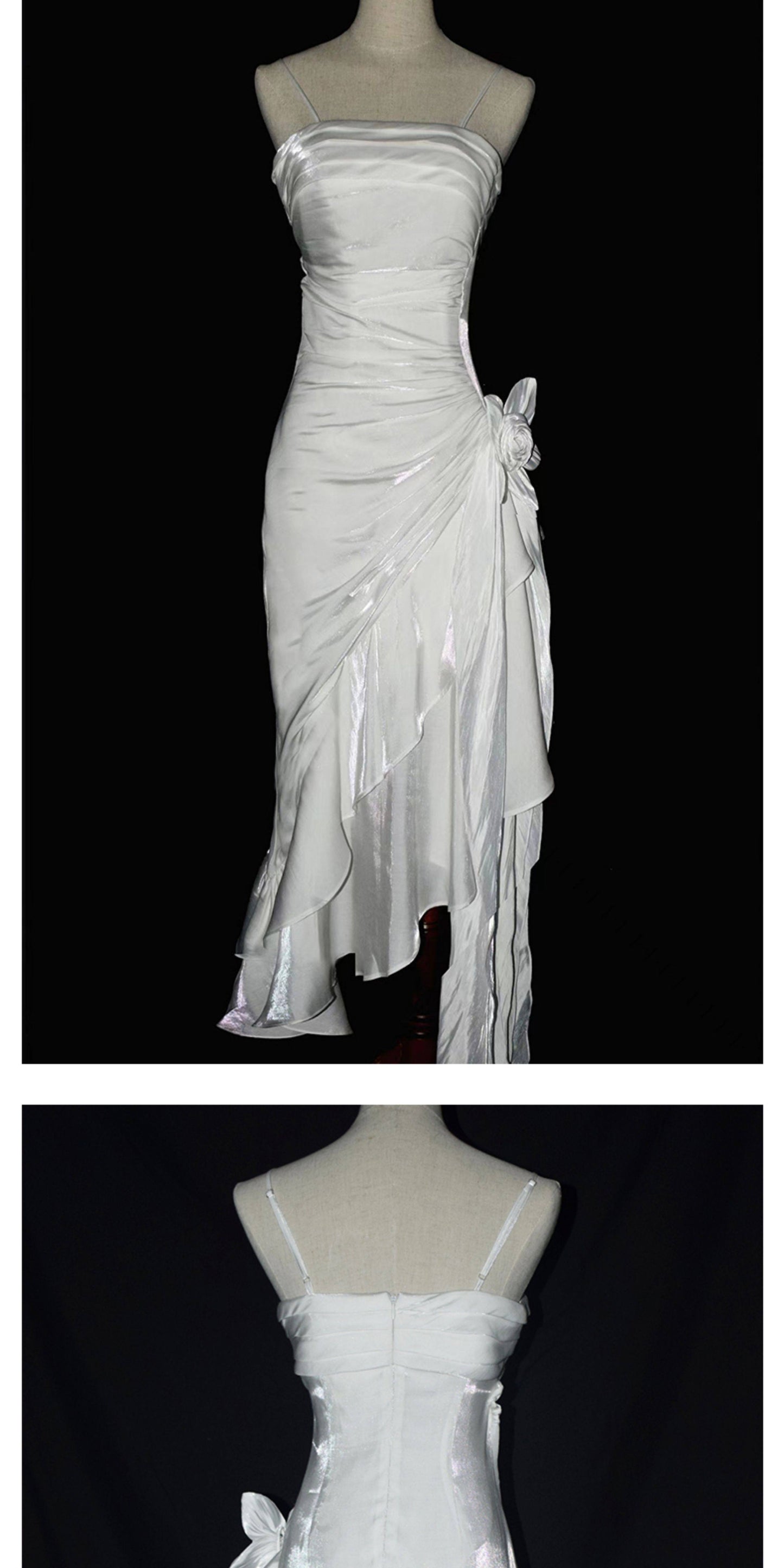 Vintage High-Low Spaghetti-Träger-Abendkleid Inspiration Langes Retro-Abendkleid für Partys, 20. Geburtstag Outfits AB2340