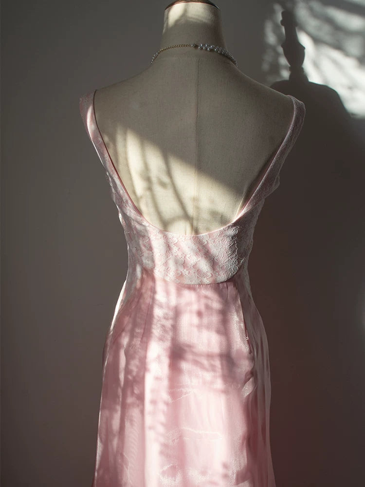 Vintage Meerjungfrauenkleid aus den 1960er Jahren, rosa mit Rüschen und Spitze, Inspiration für lange Party-Abendkleider, Outfits zum 18. Geburtstag AB2379