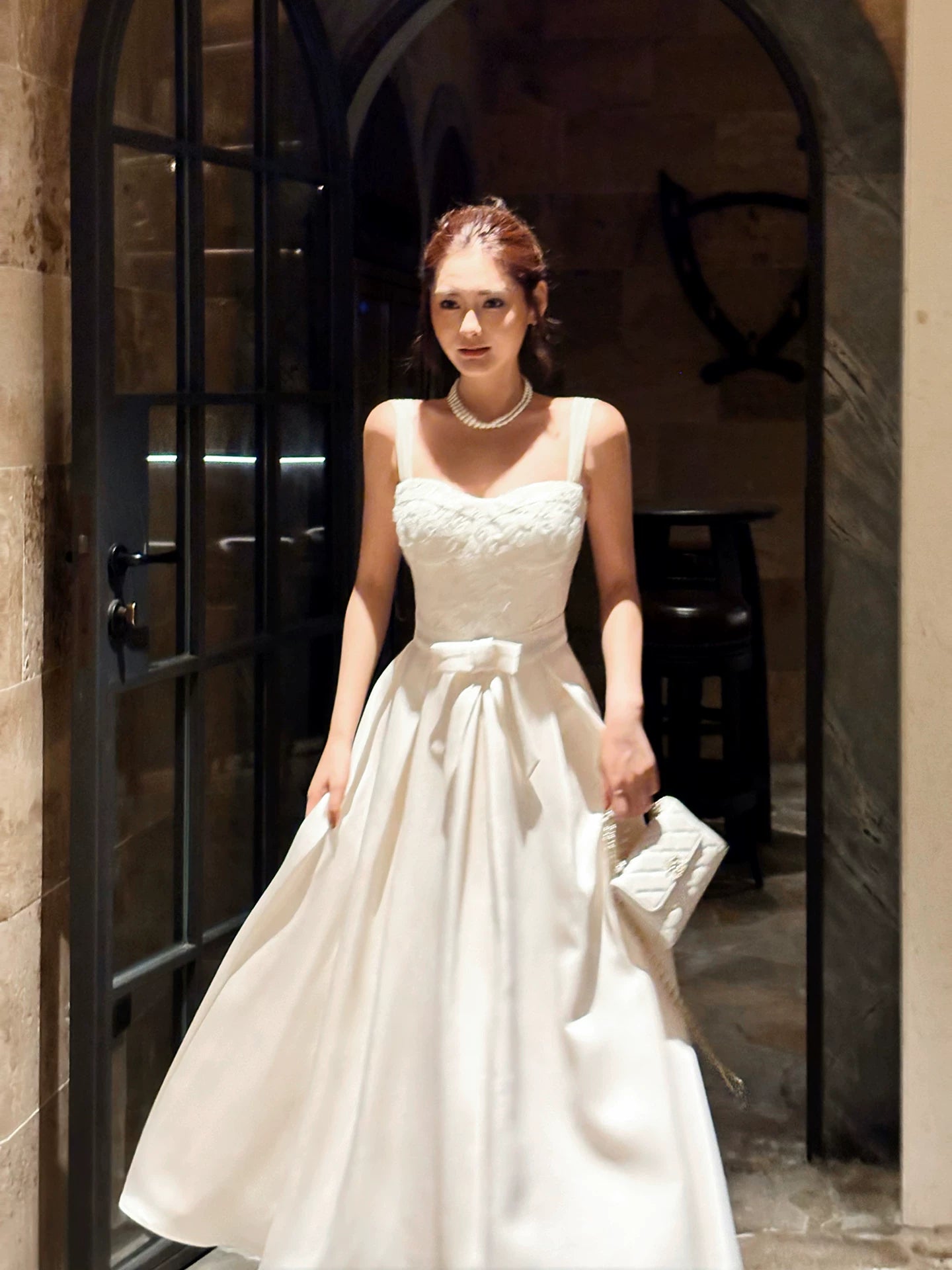 Modest A line Sweetheart Ivory Satin Lace Prom Dresses Wedding Guest Dress 20th Party Birthday Outfits AB2433