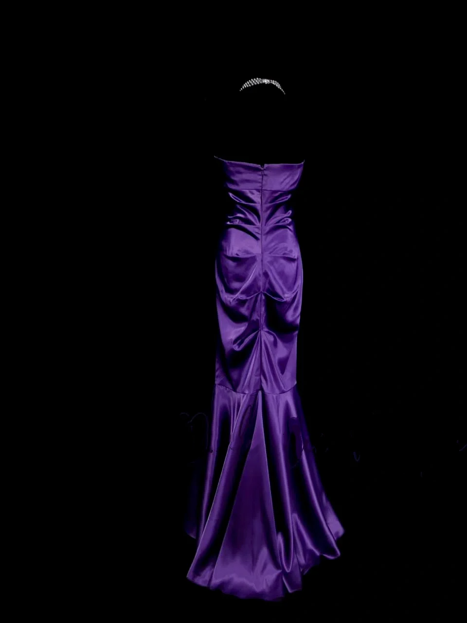 Ideen für ein schlichtes, langes, gerafftes Meerjungfrauen-Abendkleid aus Satin in Traubenfarbe mit plissiertem, formellem Look für Damen (OB018)