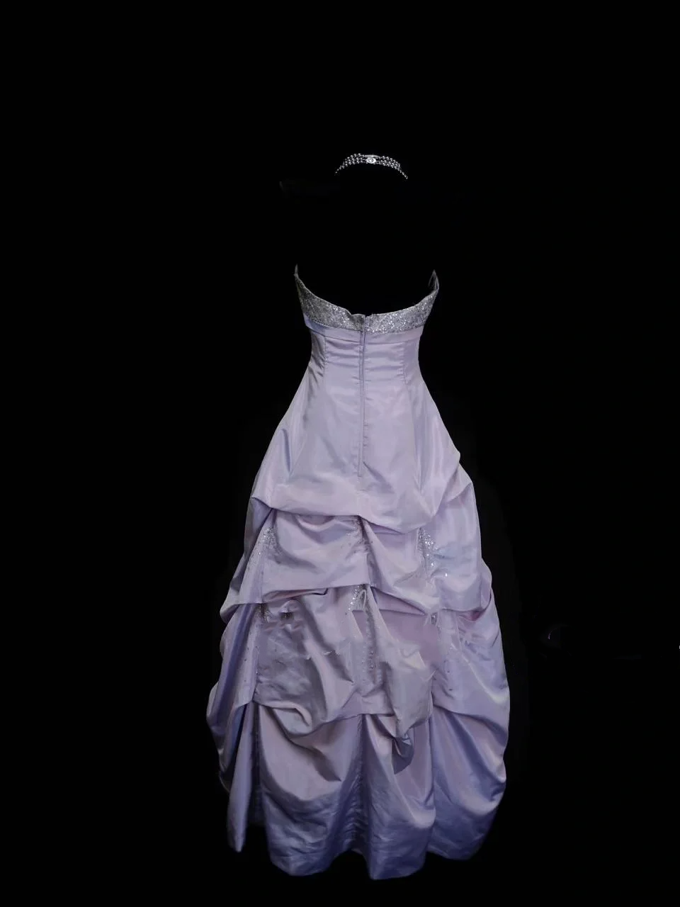 Robe de bal élégante, dos nu, lilas, sequins argentés, organza orné de perles, robe de soirée longue à volants, robe tendance pour femme OB023