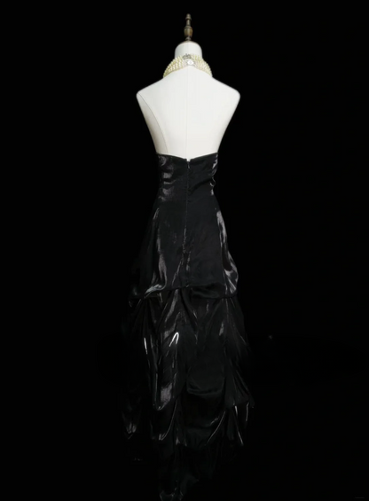 Chic Formal Mermaid Spaghetti Strap White Tops Black Skirt Satin With Beads Style Impress Long Prom Dresses Party Gowns OB033