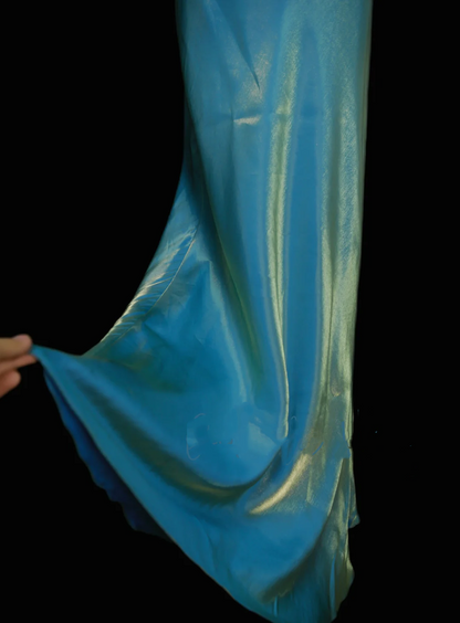 Vintage Meerjungfrauen-Zweiteiler, blaues Spaghettiträger-Abendkleid im 70er-Jahre-Stil, formelles Abendkleid, Inspiration OB040