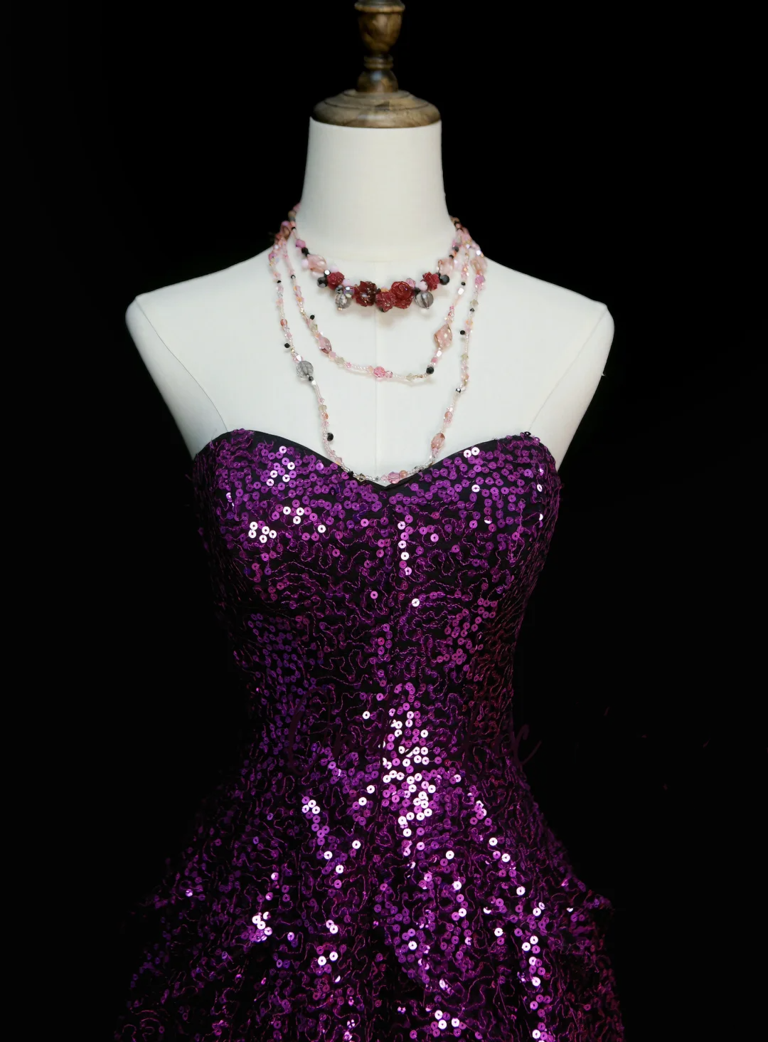 Robe de bal scintillante à encolure cœur et sequins raisin, courte, pour un 16e anniversaire, robe de bal de fin d'année de collège, robe de cocktail OB041