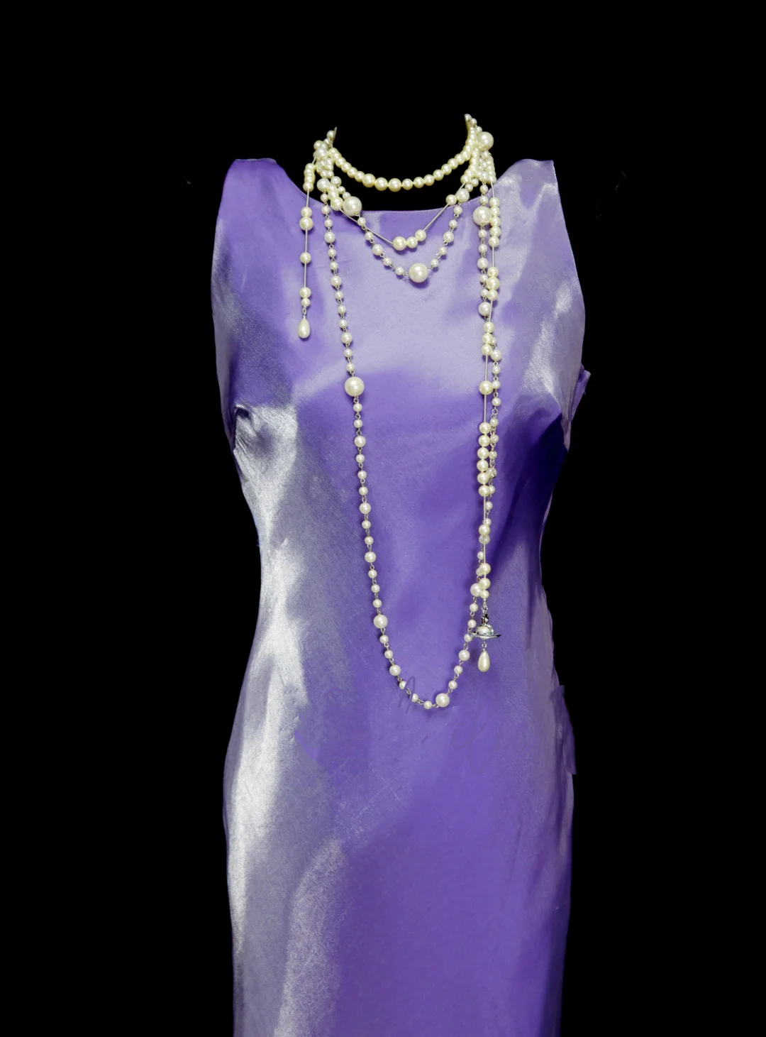 Vintage Meerjungfrauen-Abendkleid, lila, ärmellos, rückenfrei, lang, im Stil der 70er Jahre, Abendkleid-Inspiration OB044