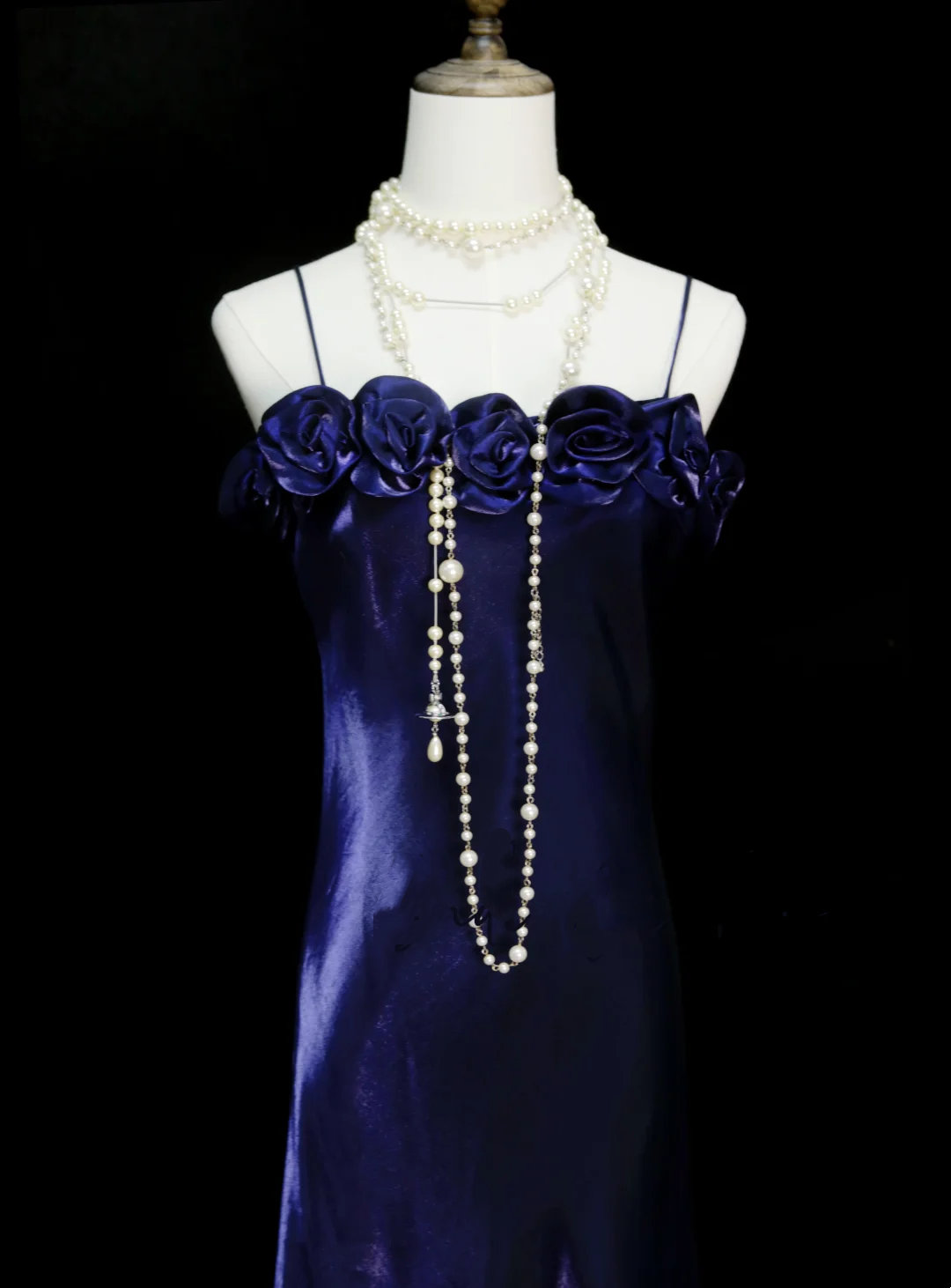 Elegantes, langes A-Linien-Abendkleid mit Spaghettiträgern, Traubenmuster und Blumenmuster, Partykleid, Outfit für den 18. Geburtstag, Abschlusskleid OB046