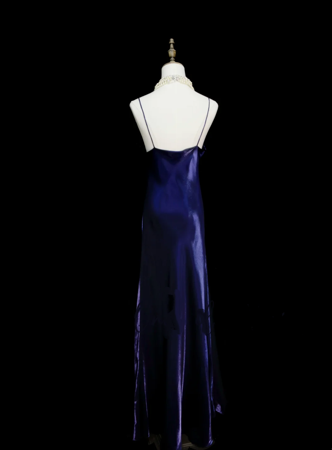 Elegantes, langes A-Linien-Abendkleid mit Spaghettiträgern, Traubenmuster und Blumenmuster, Partykleid, Outfit für den 18. Geburtstag, Abschlusskleid OB046