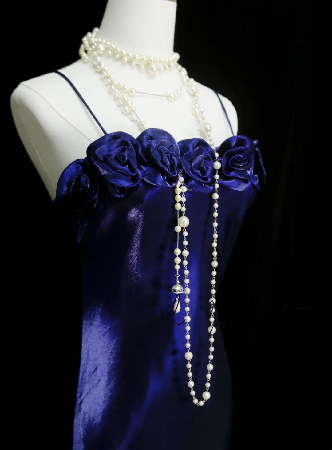 Elegantes, langes A-Linien-Abendkleid mit Spaghettiträgern, Traubenmuster und Blumenmuster, Partykleid, Outfit für den 18. Geburtstag, Abschlusskleid OB046