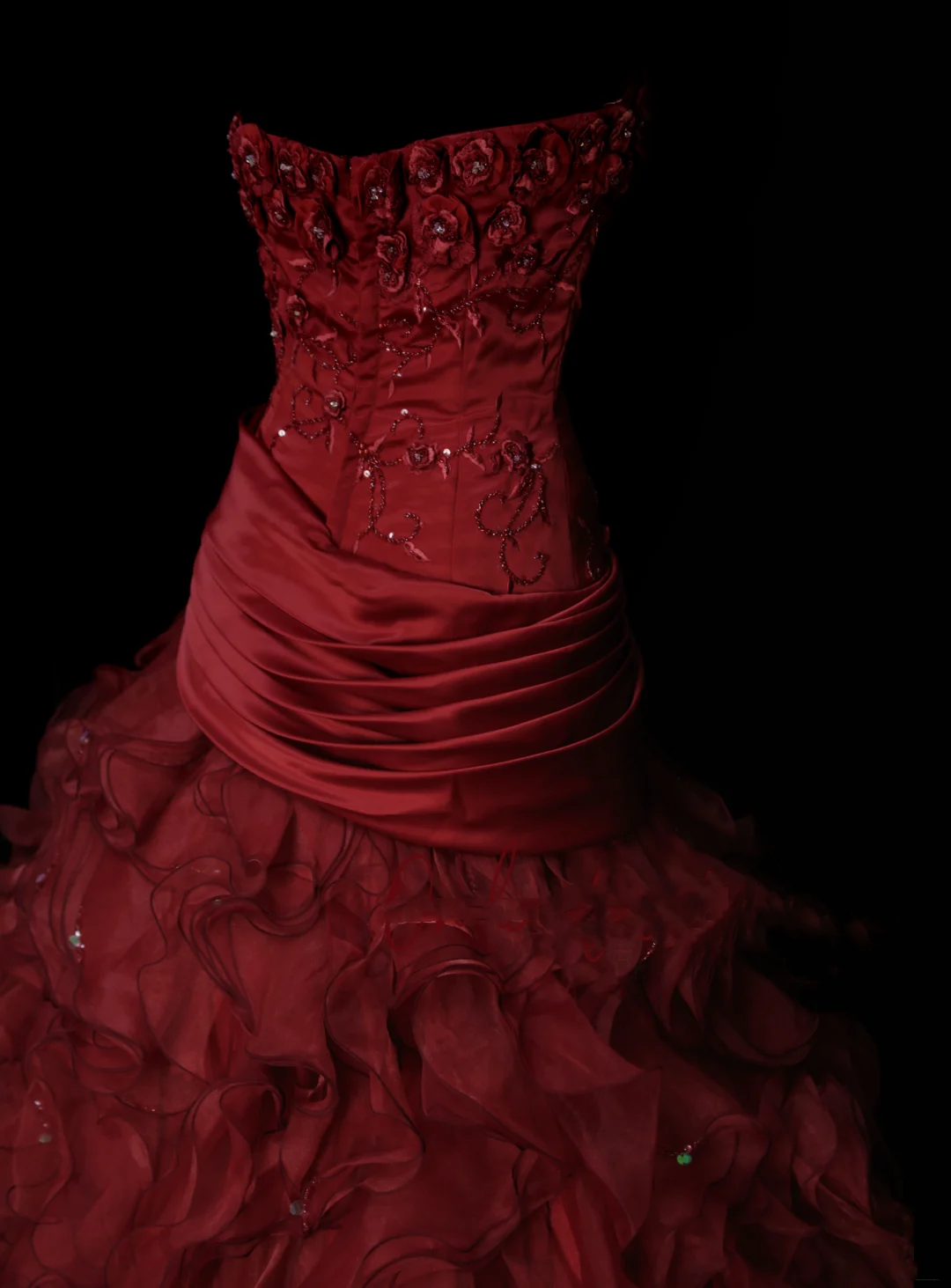 Ball Gown Strapless Burgundy Sleeveless With Applique Women's Dress Satin Long Quinceanera Dresses Sweet 16 Birthday Quince Dress Outfits OB047