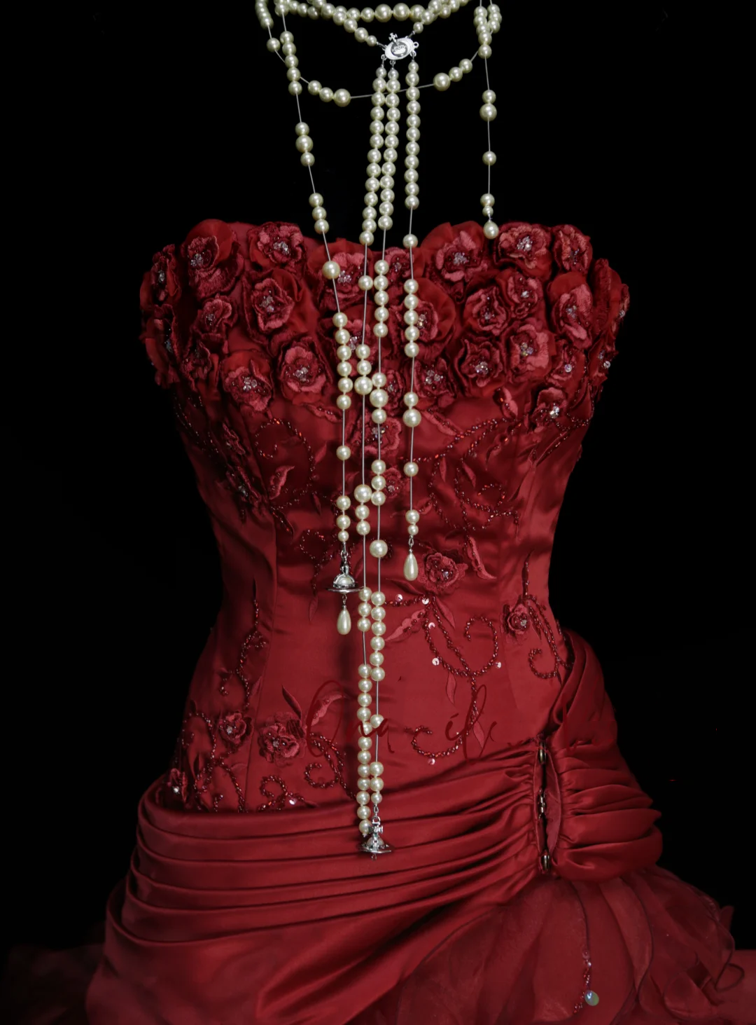 Ball Gown Strapless Burgundy Sleeveless With Applique Women's Dress Satin Long Quinceanera Dresses Sweet 16 Birthday Quince Dress Outfits OB047