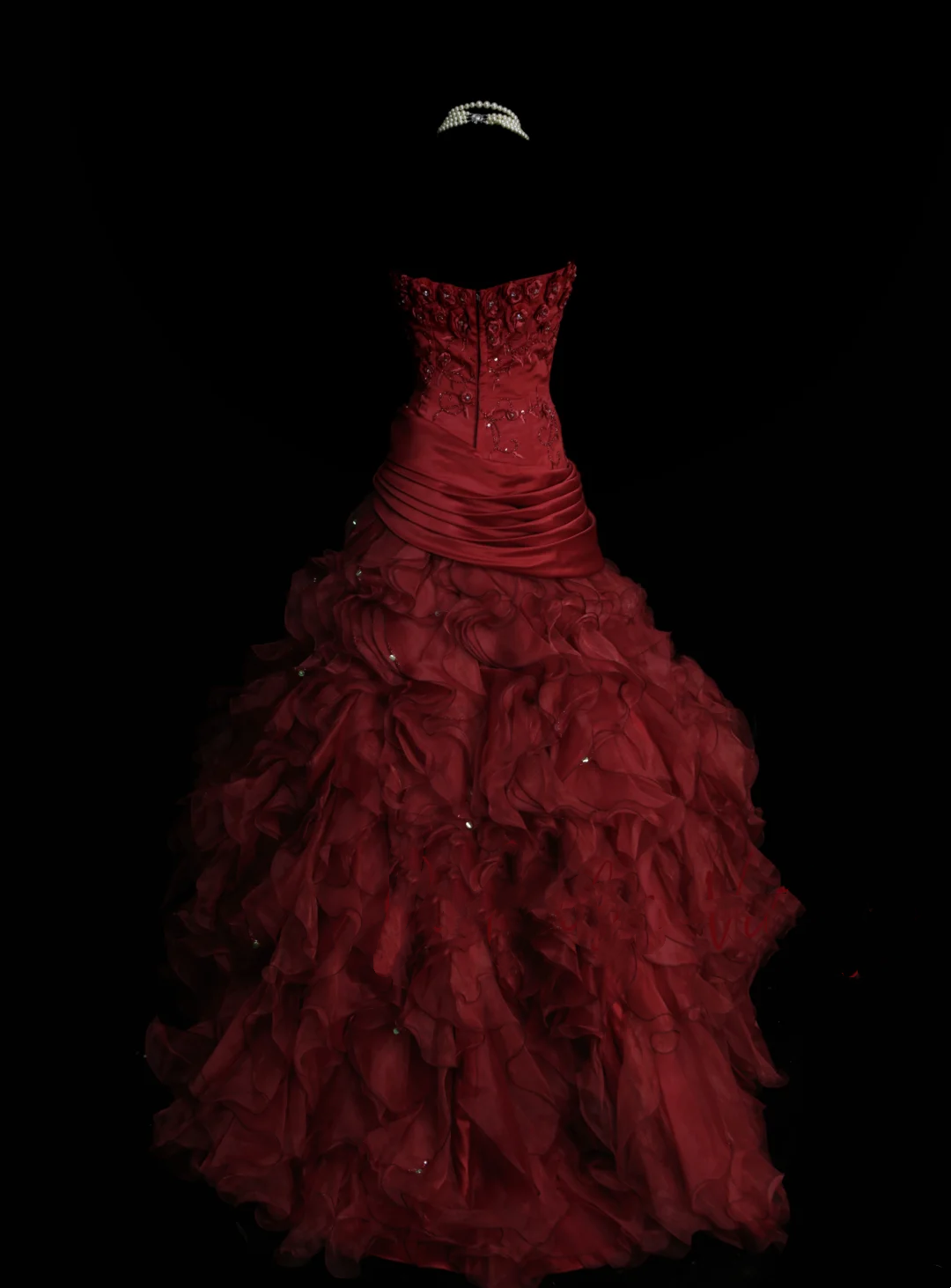 Ball Gown Strapless Burgundy Sleeveless With Applique Women's Dress Satin Long Quinceanera Dresses Sweet 16 Birthday Quince Dress Outfits OB047