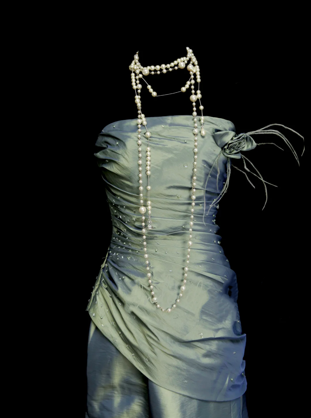 Elegantes, trägerloses Meerjungfrauen-Kleid aus grünem Satin für College, Abschlussball und andere festliche Anlässe für Teenager (N1147)