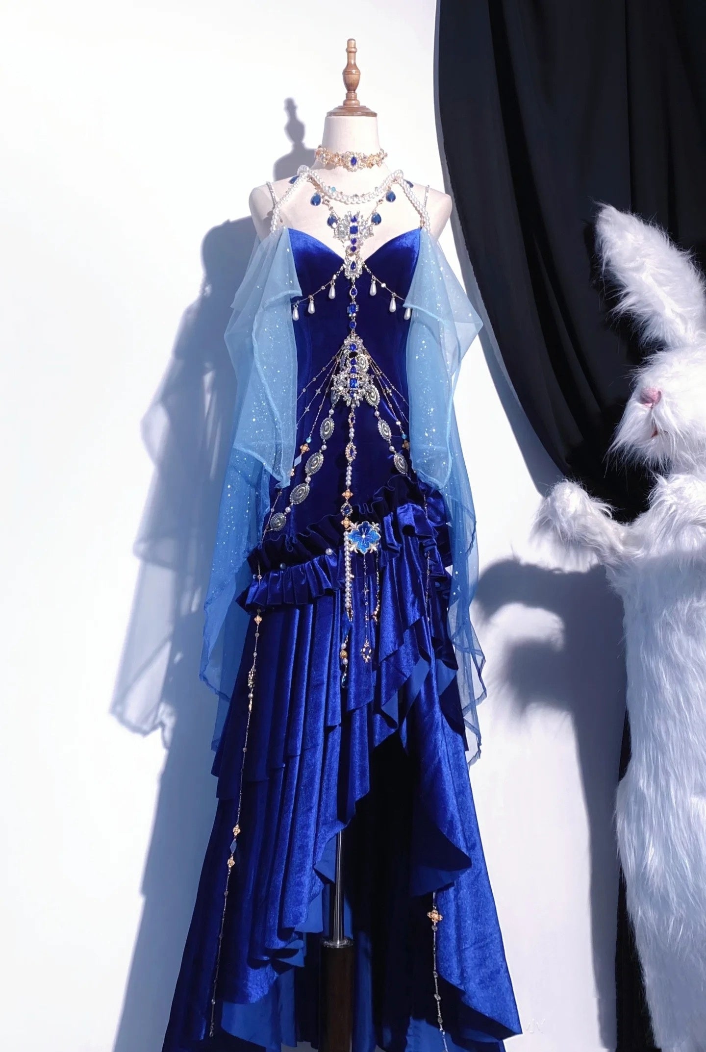 Elegant Mermaid Spaghetti Straps Royal Blue Velvet Long Prom Dresses Formal Dress Party Outfits Prom Gown RB1967