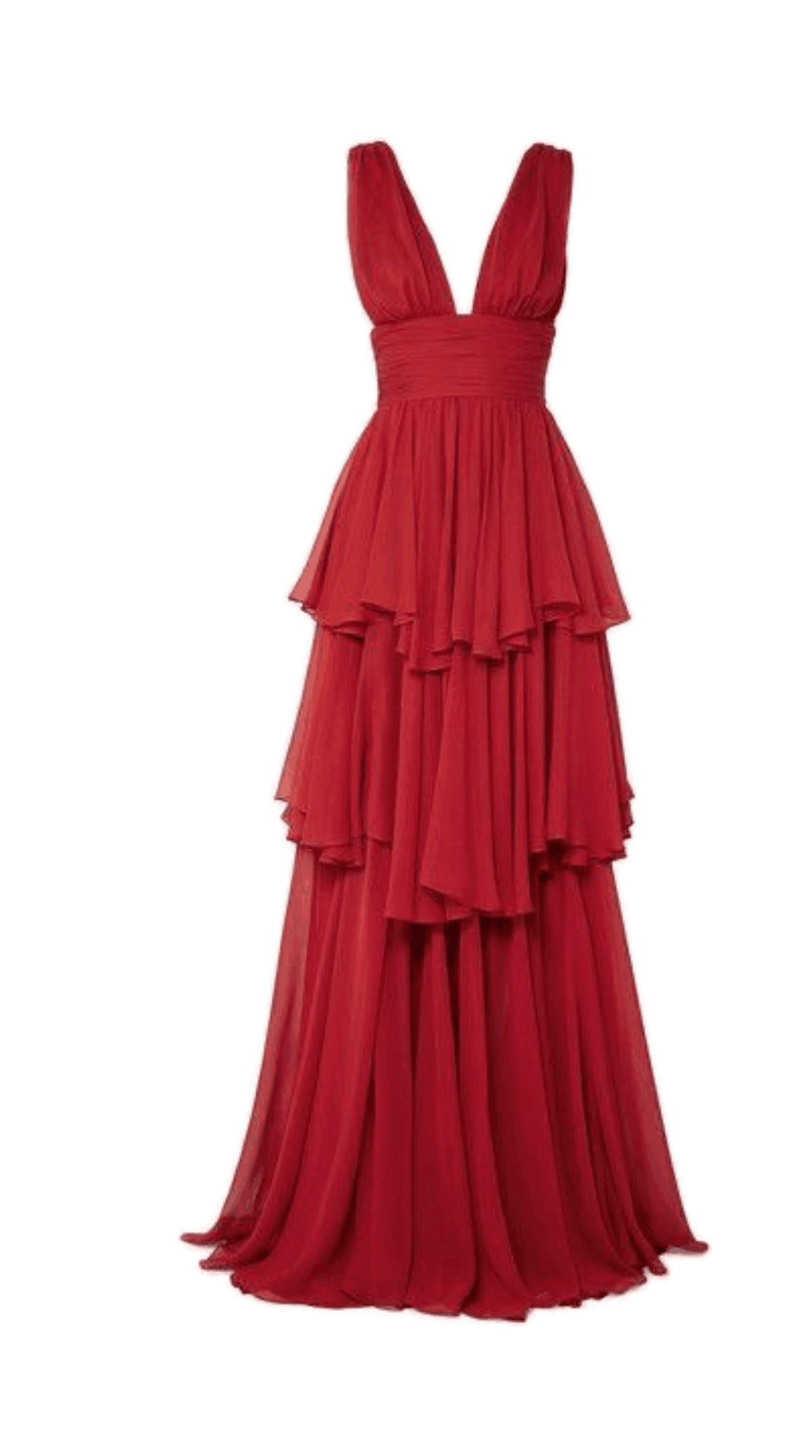 Robe de bal élégante en mousseline rouge foncé coupe trapèze à plusieurs niveaux, longueur ras du sol, pour femmes, filles, adolescentes N2337