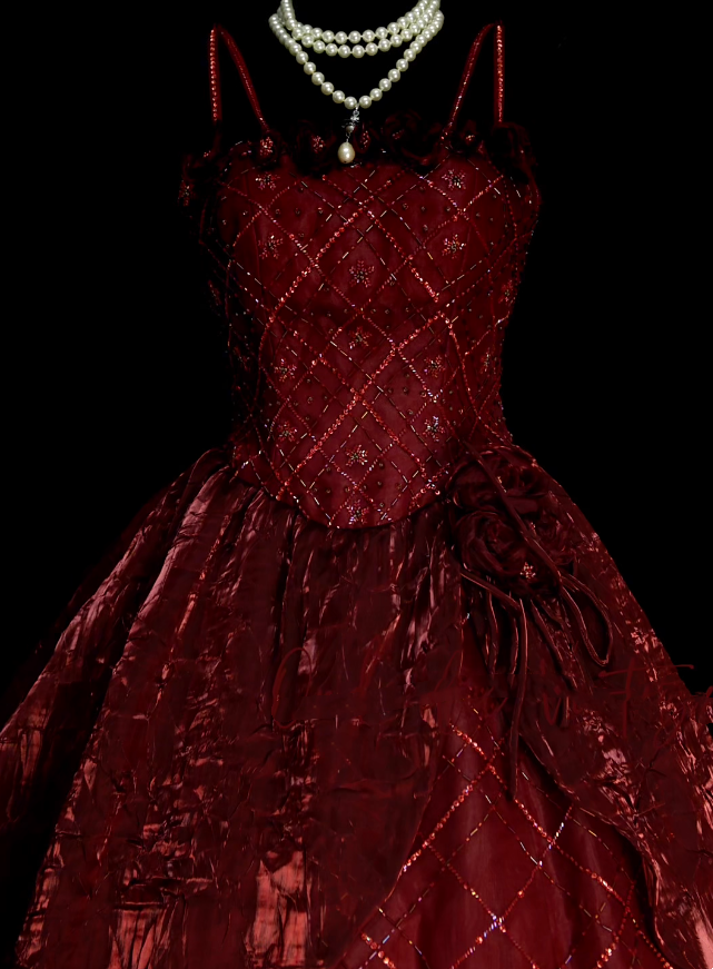 Vintage Ball Gown Spaghetti Strap Burgundy Sweet 16 Dresses Quinceanera Dress Long 15 Vestidos De Fiesta N1322