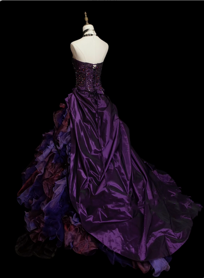 Robe de bal vintage sans bretelles violette pour Sweet 16, robe de quinceañera longue, taille 15, Vestidos De Fiesta N1323