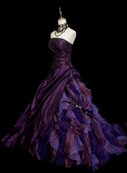Robe de bal vintage sans bretelles violette pour Sweet 16, robe de quinceañera longue, taille 15, Vestidos De Fiesta N1323