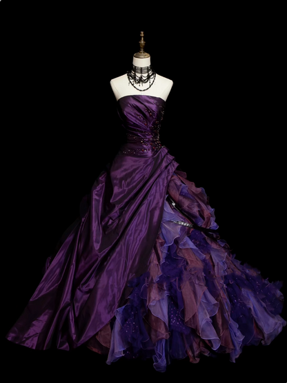 Robe de bal vintage sans bretelles violette pour Sweet 16, robe de quinceañera longue, taille 15, Vestidos De Fiesta N1323