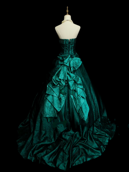 Vintage Ballkleid, trägerlos, dunkelgrüner Satin, Sweet 16 Kleider, Quinceañera Kleid, lang, 15 Vestidos De Fiesta N1324