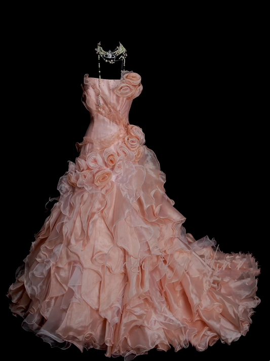 Vintage Ball Gown Strapless Pink Layered Tiered Sweet 16 Dresses Quinceanera Dress Long 15 Vestidos De Fiesta N1325