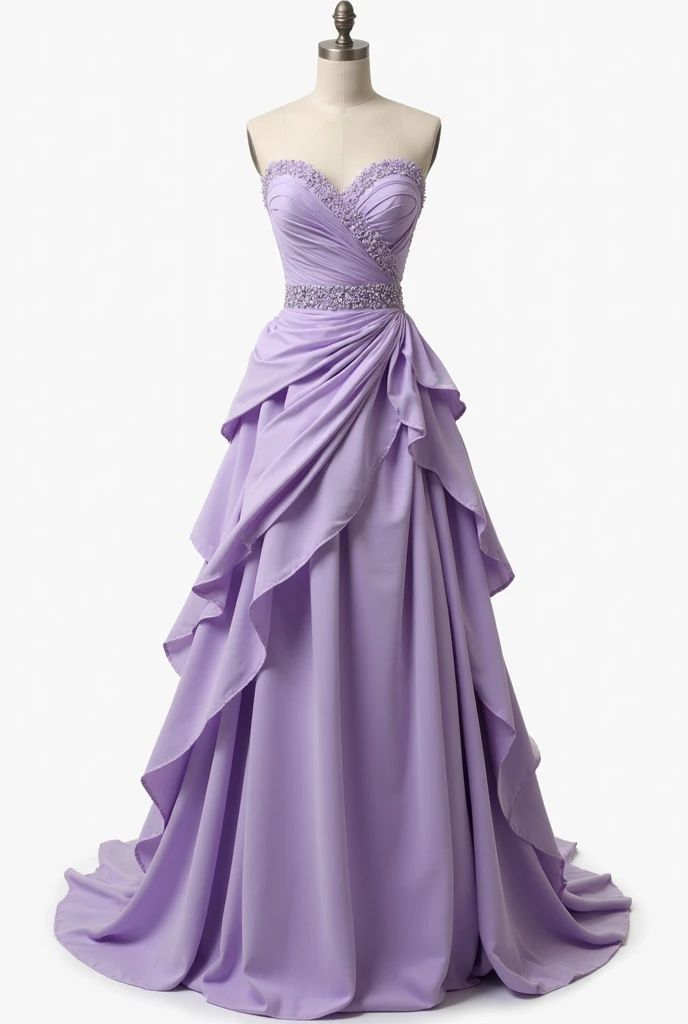 Robe de bal trapèze modeste en mousseline de soie lilas, décolleté en cœur, longueur au sol, avec perles, tenue d'anniversaire, RA027