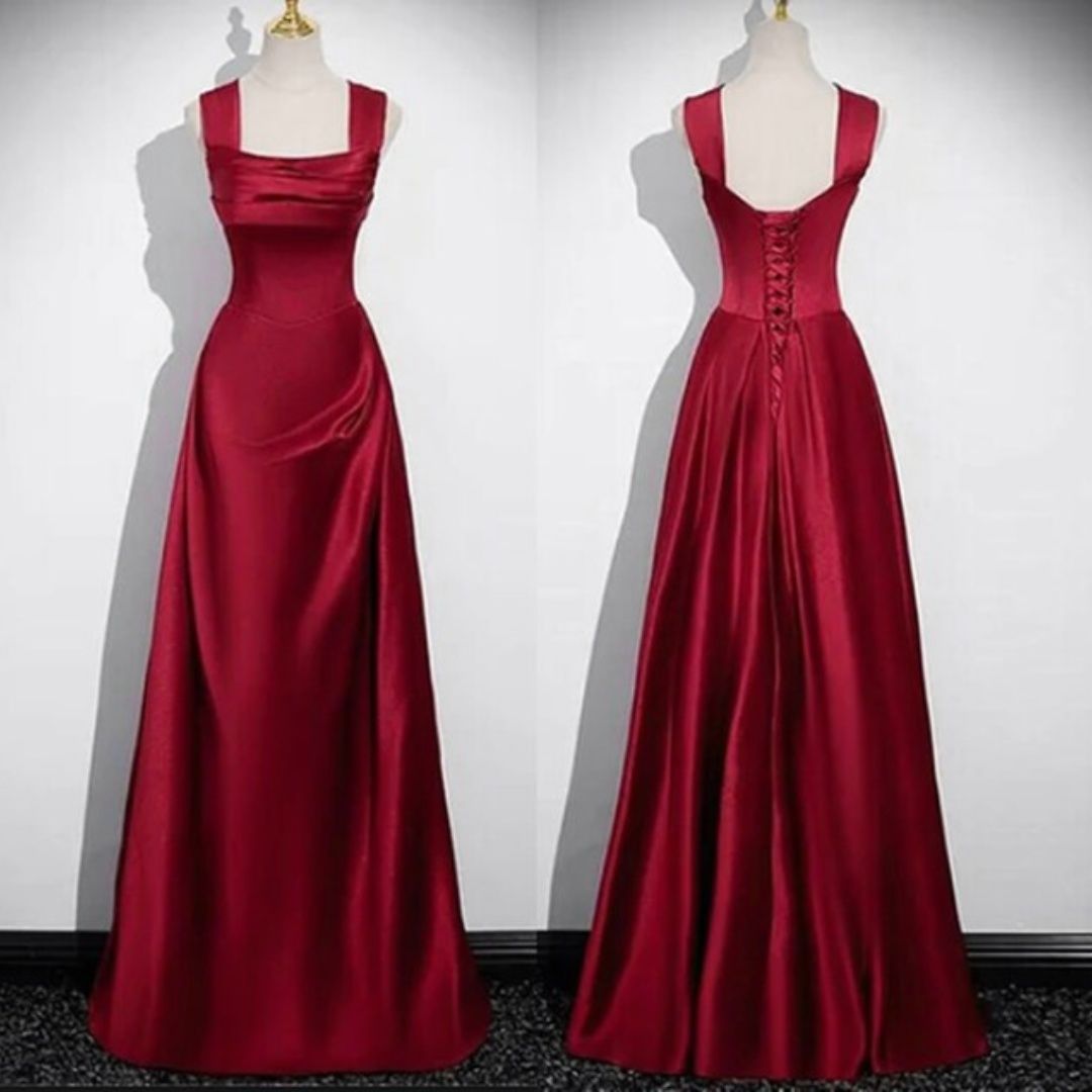 Robe de bal fourreau simple en satin, tenue de soirée pour 18e anniversaire, RA057