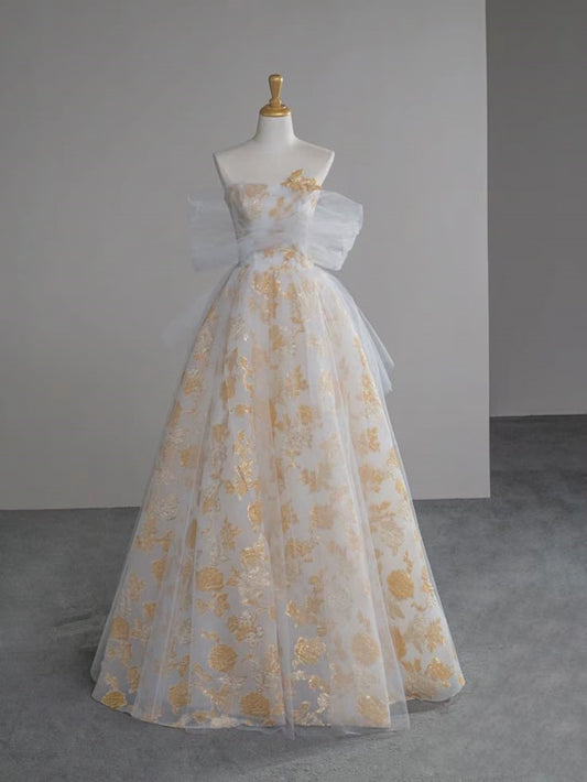 Modern Ball Gown Off The Shoulder White Tulle Prom Dresses Formal Dress 18th Birthday Outfits Prom Gown RA077