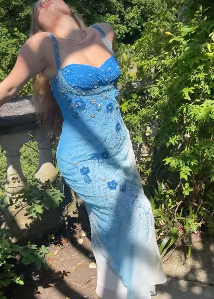 Vintage Mermaid Sweetheart Blue Chiffon Prom Dresses Formal Dress 18th Birthday Outfits Prom Gown RA083