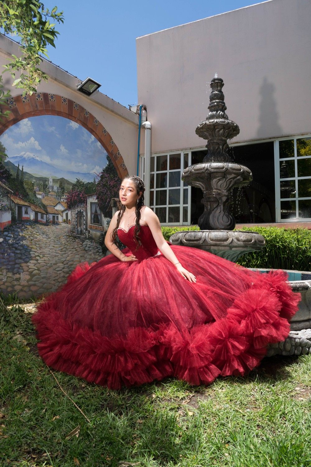 Charmante robe de bal en cœur bordeaux longue pour Quinceanera, robes Sweet 15/16, RA095