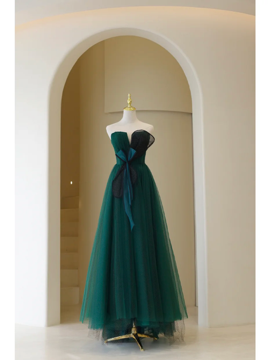 Unique Ball Gown Sweetheart Tulle Dark Green Senior Aesthetic Prom Dresses Prom Gowns Formal Outfits Graduation Dress RB004