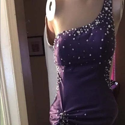 Robe de bal longue vintage style sirène, asymétrique, en satin raisin, sans manches, tenue de soirée pour 21e anniversaire, robe de remise de diplôme, RB017