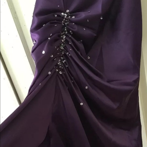 Robe de bal longue vintage style sirène, asymétrique, en satin raisin, sans manches, tenue de soirée pour 21e anniversaire, robe de remise de diplôme, RB017