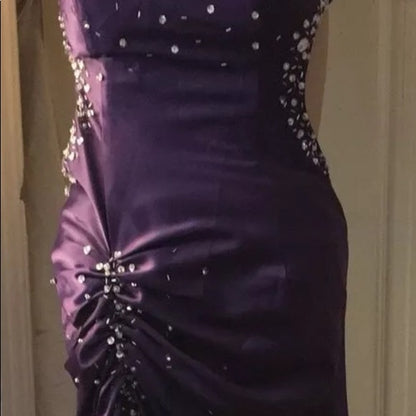 Robe de bal longue vintage style sirène, asymétrique, en satin raisin, sans manches, tenue de soirée pour 21e anniversaire, robe de remise de diplôme, RB017