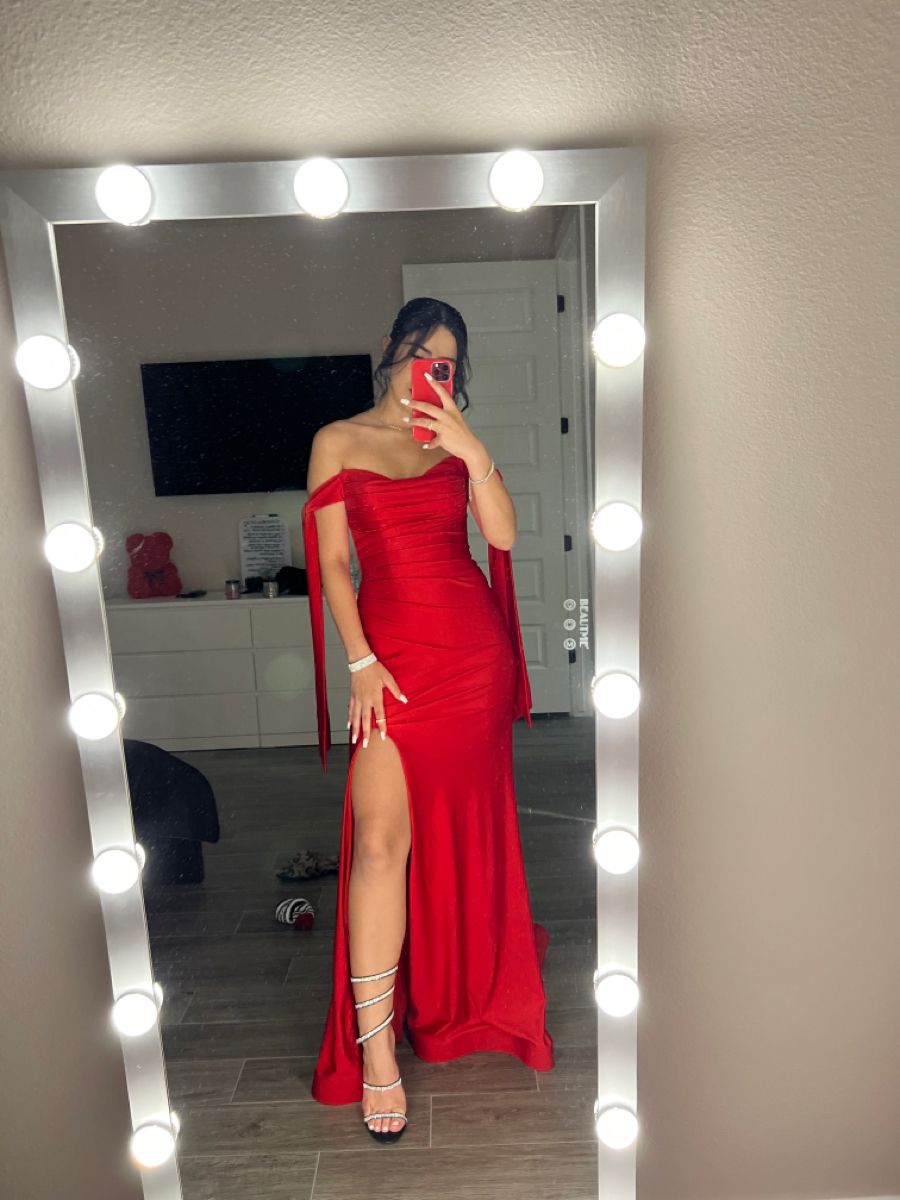 Robe de bal longue rouge sexy style sirène, sans bretelles, fendue, tenue de soirée pour 21e anniversaire, robe de remise de diplôme, RB1009